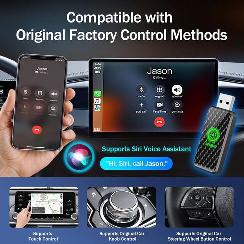 Wireless CarPlay Adapter for iPhone, CarPlay Dongle Converts Factory Wired CarPlay to Wireless Connection Zero Latency, Fast & Stable, Carplay Wireless Adapter Converter for Cars in Saudi Arabia