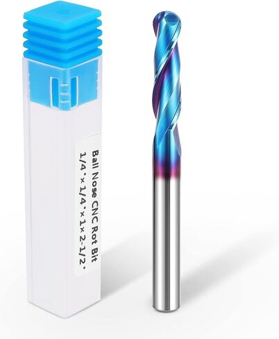 HQMaster Extra Long Spiral Router Bit Upcut 1/4 Inch Shank Solid Carbide CNC Router Bit with Nano Blue Coating CNC Bits End Mill for Woodwork Mortise Slot Trim in Kuwait