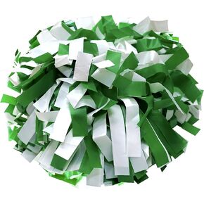 Pair, 6" Plastic Cheerleading Pom Pom with Baton Handle