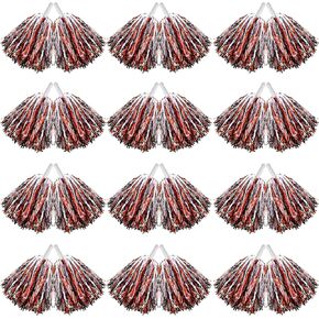 24 Pcs Cheerleading Pom Poms, 12.6 Inch Plastic Cheer Pompoms with Handle, Metallic Foil Cheerleader Poms for Kids Adult for Team Sports Party Dance Cheering Squad Accessories (Blue and Silver)
