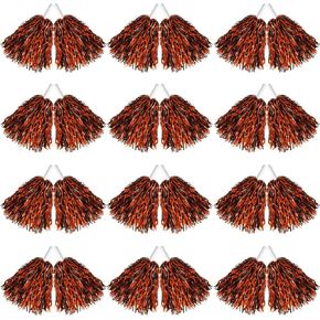 24 Pcs Cheerleading Pom Poms, 12.6 Inch Plastic Cheer Pompoms with Handle, Metallic Foil Cheerleader Poms for Kids Adult for Team Sports Party Dance Cheering Squad Accessories (Blue and Silver)