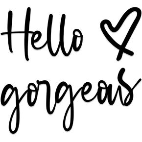 UBTKEY Hello Gorgeous Wall Decor, Metal Hello Gorgeous Sign Black Wall Art Decor for Girly Home Makeup Lash Vanity Beauty Room Bedroom Bathroom Decor