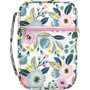 Bible Cover with Handle for Standard Size Bible, Book Case for Women Girls Scripture Tote Study Organizer with Pockets Zipper