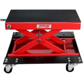 Extreme Max 5001.5059 Wide Motorcycle Scissor Jack with Dolly - 1100 lbs.