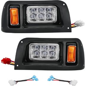 Golf Cart LED Headlights for Club Car DS 1993-Up Models, 12 Volt Modified Style Headlights OEM 101988002 101988001
