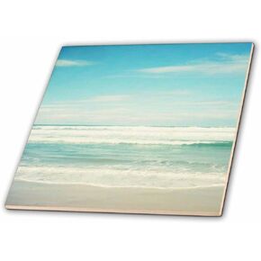 3dRose ct_164479_1 Gentle Ocean Waves Beach Theme Art Ceramic Tile, 4"