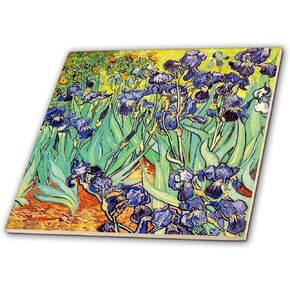 3D Rose 3dRose Irises by Vincent Van Gogh 1889-purple Flowers iris Garden-Copy of Famous Painting by The Master-Ceramic Tile, 12-inch (ct_155630_4)