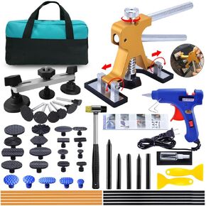 مجموعة أدوات سحب دنت السيارة - 49 قطعة طقم إصلاح دنت بدون طلاء، طقم إصلاح دنت مع رافع ذهبي قابل للتعديل وساحب دنت الجسر لإزالة دنت السيارة in Kuwait