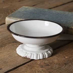 CTW Home Collection Black Trim Pedestal Dish,White/Black, 6" Diameter x 3" Tall