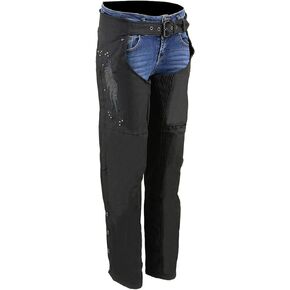 Milwaukee Leather SH1956 Women's 'Winged' Solid Black Textile Chaps in Kuwait