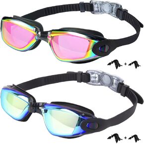 Kids Swim Goggles,2 Pack Anti-Fog Leak Proof Kids Swimming Goggles,Anti-UV Clear Vision Glasses for Children Age 3-14