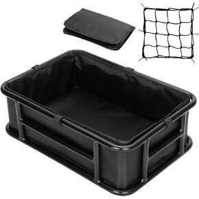 Upgraded Rear Bike Basket with Cargo Net and Black Thickened Liner,Universal Bike and Electric Bike Rear Basket,Same Day Shipping - 2 Year Warranty