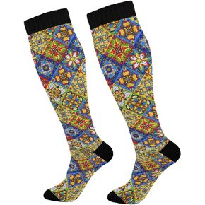 Spider Web Women's Compression Socks Halloween Cobweb Athletic Tube Sock Knee High Socks