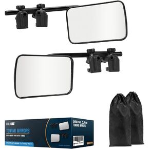 Advanced Towing Mirrors, Universal Clip-On Truck & RV Trailer Tow Mirrors, Side Mirrors Extenders for Safe Towing hitch, Up to 7 inches Extension, 360 Degree Adjustable for Wide Vision, 1 Pair