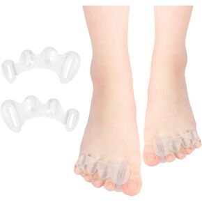 Toe Separators to Correct Bunions, Toe Spacers for Women Men, Bunion Corrector for Relieve Feet Pain, Toe Straighteners for Hammer Toe and Foot Alignment - 1 Pair (Clear)