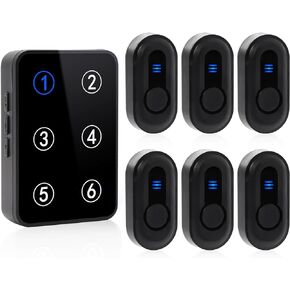 Wireless Caregiver Pager Call Button Nurse Call System 500Ft Range with LED Number Display for Elderly/Patient/Disabled at Home/Hospital/Clinic(6 Waterproof Call Button & 1 Receiver)