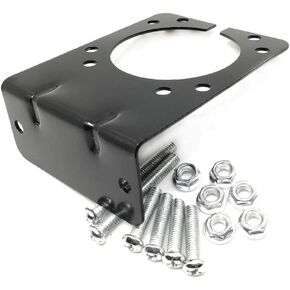 Trailer Wiring Harness Mounting Bracket for 7-Way RV Blade Connector Sockets, Vehicle-End, Heavy Duty, Black