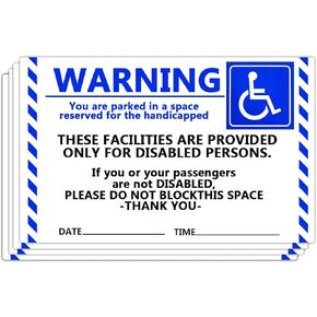 Reserved Parking Sign,5x8 Inch Warning,You are Parked in a Space Reserved for Handicapped Stickers,Warning Parking Violation Stickers,50 Pcs Per Pack