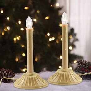 1 Light Christmas Window Candles, Electric Window Candles with 4 C7 Light Bulbs, Plug in Electric Candles for Christmas Party Home Decorating Restaurant Table Décor, Ivory -2 Pack