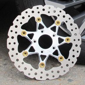 POWERJAMES 11.8" Floating Chrome Gold Front Brake Rotor for Harley Softail Dyna Sportster Touring