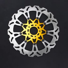 POWERJAMES 9 Spokes 14.0" Front Floating Orange Gold Brake Rotors for Harley Softail Dyna Sportster (Inner Orange)