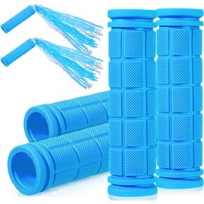 4 Pcs Bike Handle Grips with Tassel Streamers Kids Non Slip Bicycle Handlebar Grips Bike Grips Replacement for Mountain Road Bike Scooters Replacement Parts