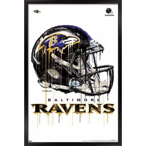 Trends International NFL Baltimore Ravens - Drip Helmet 20 Wall Poster, 14.725" x 22.375", Black Framed Version