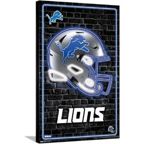 Trends International NFL Detroit Lions - Neon Helmet 23 Wall Poster, 14.72" x 22.37", Stretched Canvas