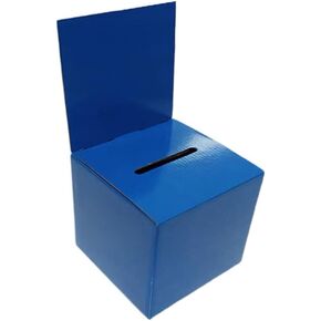 Donation Charity Boxes Suggestion Box Ballot Box Cardboard Raffle Ticket Cash & Check Money Case with Removable Header for Tabletop Use Tickets Business Card Voting, Blue