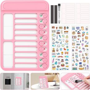 Audab 2Pcs Dry Erase Chore Chart for Kids, Magnetic Checklist Board, My Chores Slider Chart to Do List Board, Routine Reward Chart Schedule Board Task Tracker for Home Refrigerator, Wall, Desk (Blue)