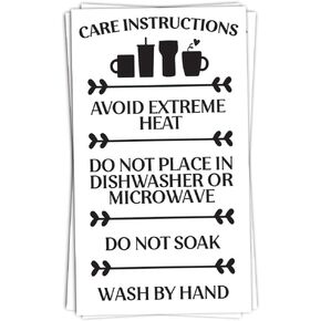 50 Cups Care Instructions Cards - Tumblers and Mugs Care Instruction Insert for Small Business - Customer Directions Cards - Small Online Shop Package Insert