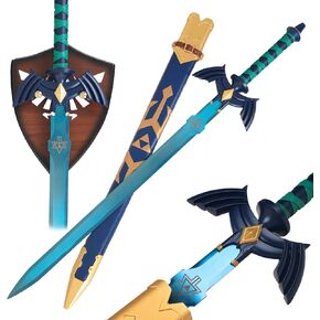 سيف أسطورة زيلدا الرئيسي، سيف ربط معدني كامل، نسخة طبق الأصل من شفرة زرقاء من الفولاذ المقاوم للصدأ مقاس 1:1، دعائم لعب الأدوار بالسيف الحقيقي مقاس 43 بوصة قابلة للتجميع in Kuwait