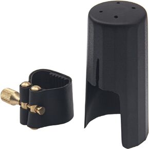 1Set Yootones Leather Ligature Fastener with Plastic Cap Compatible with Tenor Sax Saxphone Bakelite Mouthpiece (Black)