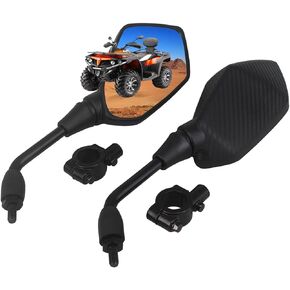 Universal Hawk-eye Motorcycle Convex Rear View Mirror - with 10mm Bolt, Handle Bar Mount Clamp Compatible with Cruiser, Suzuki, Honda, Victory and More