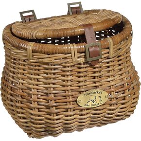 Nantucket Bicycle Basket Co. Madaket Creel Front Bicycle Basket with Lid, Natural Honey in Kuwait