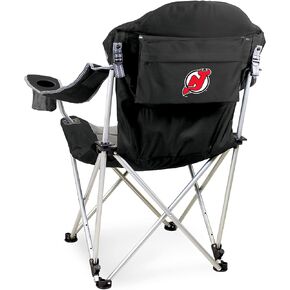 PICNIC TIME NHL New Jersey Devils Reclining Camp Chair, Beach Chair for Adults, Sports Chair with Carry Bag, (Black with Gray Accents)
