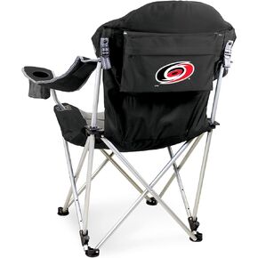 PICNIC TIME NHL Carolina Hurricanes Reclining Camp Chair, Beach Chair for Adults, Sports Chair with Carry Bag, (Black with Gray Accents)