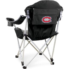 PICNIC TIME NHL Montreal Canadiens Reclining Camp Chair, Beach Chair for Adults, Sports Chair with Carry Bag, (Black with Gray Accents)