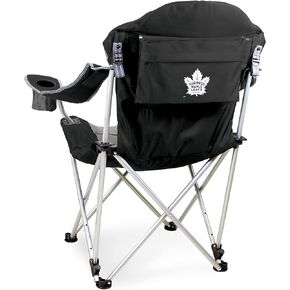 PICNIC TIME NHL Toronto Maple Leafs Reclining Camp Chair, Beach Chair for Adults, Sports Chair with Carry Bag, (Black with Gray Accents)