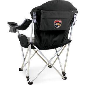 PICNIC TIME NHL Florida Panthers Reclining Camp Chair, Beach Chair for Adults, Sports Chair with Carry Bag, (Black with Gray Accents)