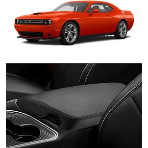 FIILINES Center Console Cover for Dodge Challenger 2015-2023 Center Console Armrest Cover Challenger Interior Accessories Armrest Cover Center Console Pad Anti-Scratch Black