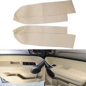 2pcs (1Pair) Microfiber Leather Front Door Panels Armrest Cover Replacement for Honda Cr-V CRV 2007-2012 (Leather Only) Beige Tan