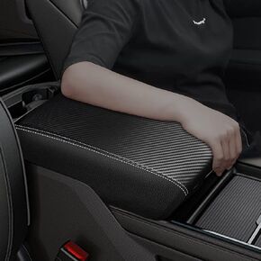 for RAM 2009-2018 Center Console Cover Anti-Scratch Waterproof Leather Armrest Pad Protector Cushion for Dodge RAM 1500 2500 3500 4500 5500 2009-2018 Interior Accessories(Red with Black)