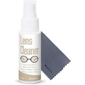 Eyeglass Cleaner Spray with Microfiber Cloth Kit, Lens Cleaner for Eyeglasses, Sunglasses, Camera Lenses & Electronic Screens, Gentle, Odor-Free, Compact 1.7 fl oz Lens Cleaner Spray