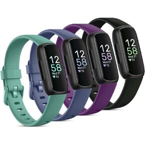 Compatible with Fitbit Inspire 3 Bands for Women Men, Sport Wristband Replacement Soft Silicone Straps for Fitbit Inspire 3 Fitness Tracker Women & Men(4 Pack,Small)