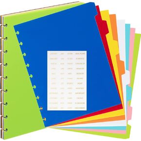 Outus 24 Pcs 9 Discbound Dividers 7 x 9.25 Inches Discbound Notebook Divider with 8 Tab Classic Size Blank Binder Index Folders with Stickers Compatible with Happy Planner Inserts for Office
