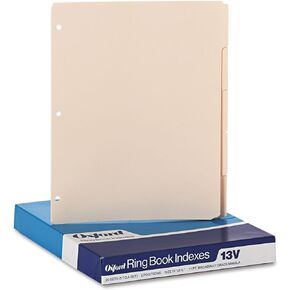 Oxford Blank Write-On Binder Dividers, 5-Tab, 1/5 Cut, 3-Hole Punched, Letter Size, Manila, 20 Sets Per Box (13V) - Cream