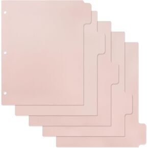 Binder Index Dividers, Pink Plastic Dividers for 3 Ring Binder - Pink Binder Dividers, Binder Dividers with Tabs, Binder Tabs Perfect for School or Office Use (1 Set, 5 Dividers)