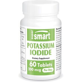 SuperSmart - Potassium Iodide KI 200mcg per Day (Stable Iodine) - High Potency Shield | Non-GMO & Gluten Free | 60 Tablets