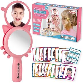 See My Feelings Mirror,Shatterproof Mirror for Kids,Social Emotional Learning Emotion Flash Cards,Autism Learning Materials,Anger Management Toys,Calm Down Corner Supplies for Classroom &Home